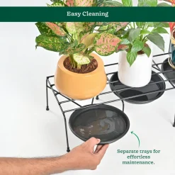 Metal Plant Stands with Drip-tray Holder - set of 4