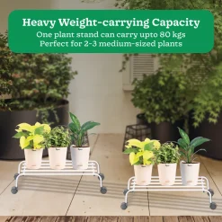 Metal Plant Stands with Wheels Set of 2