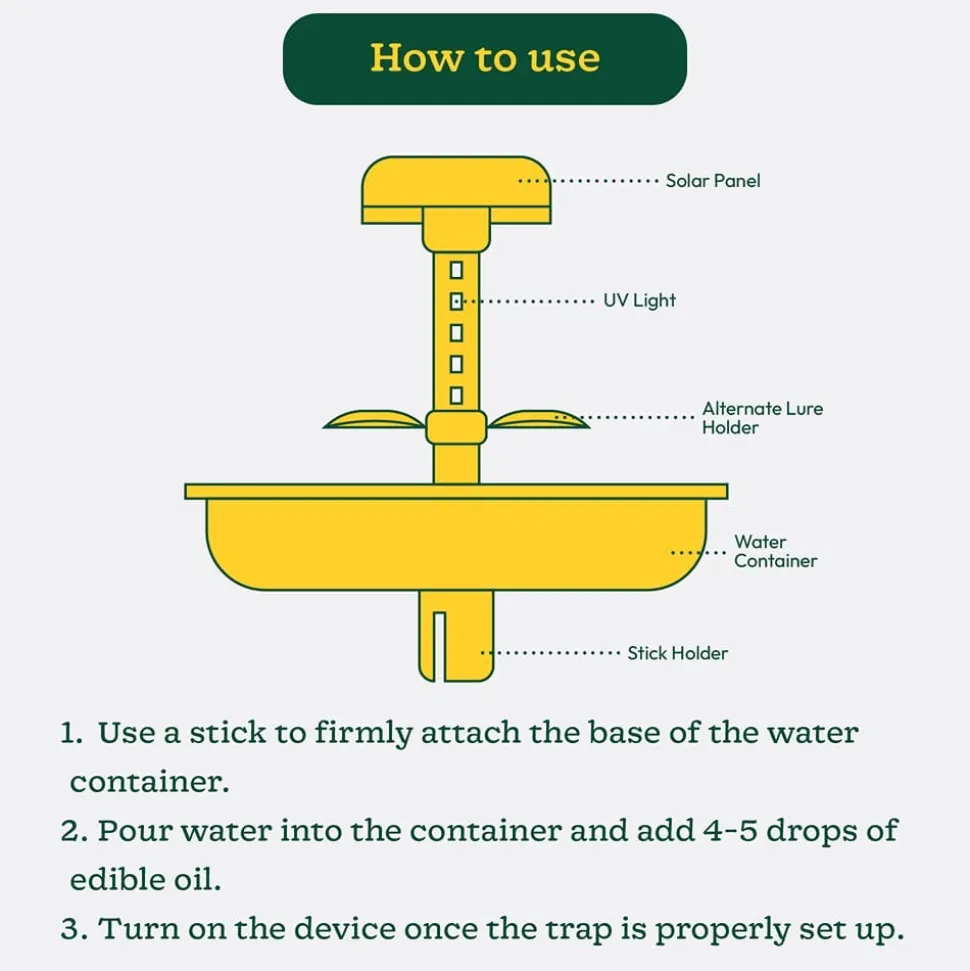 Mini Solar Light Insect Trap, Fly Killer Machine