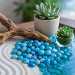 Onyx Sea Blue Polished Pebbles- 1 Kg