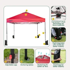 Premium Pop-Up Gazebo Canopy Tent 10×10 ft – Waterproof Outdoor Canopy with Carry Bag