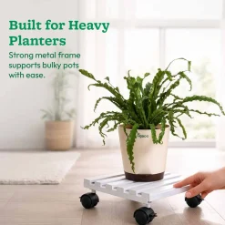 Rolling Plant Stand - White