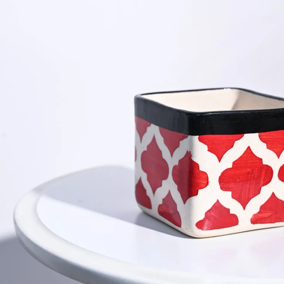 Square Ceramic Pot (3.5 Inch Width)