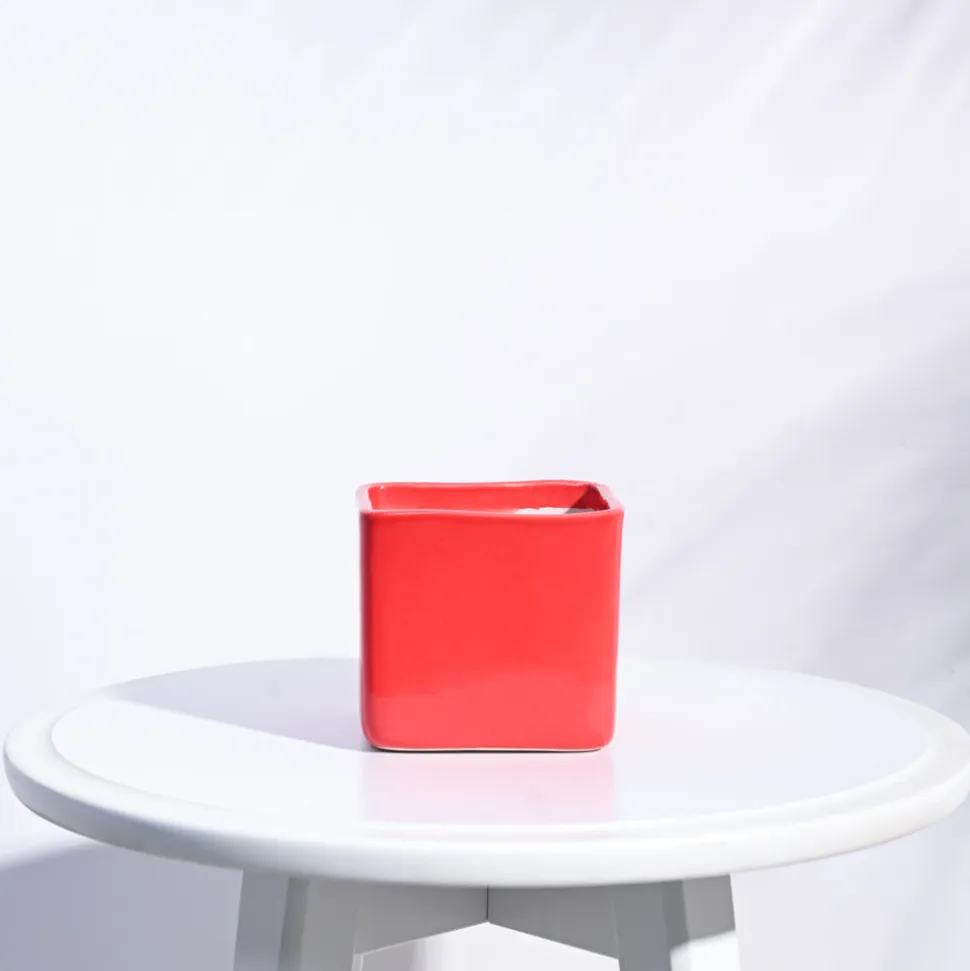 Square Ceramic Pot (3.5 Inch Width)