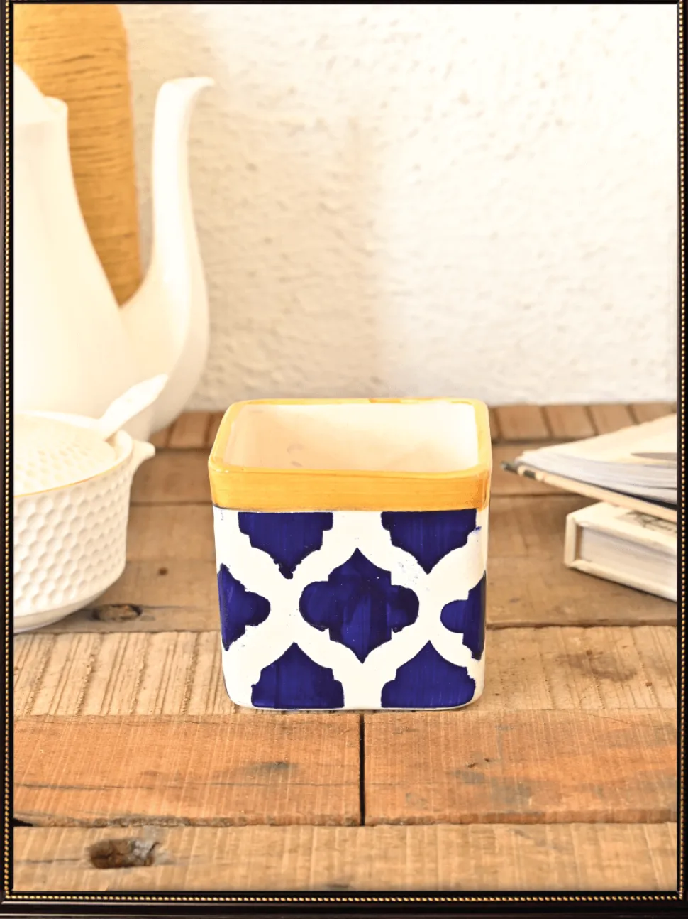 Square Ceramic Pot (3.5 Inch Width)