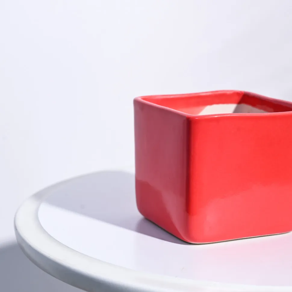 Square Ceramic Pot (3.5 Inch Width)