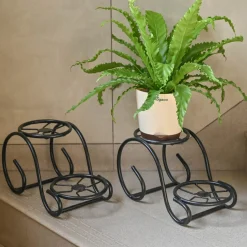 Swirl Decorative Plant stand- Set of 2- Black