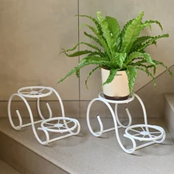 Swirl Decorative Plant stand- Set of 2- White