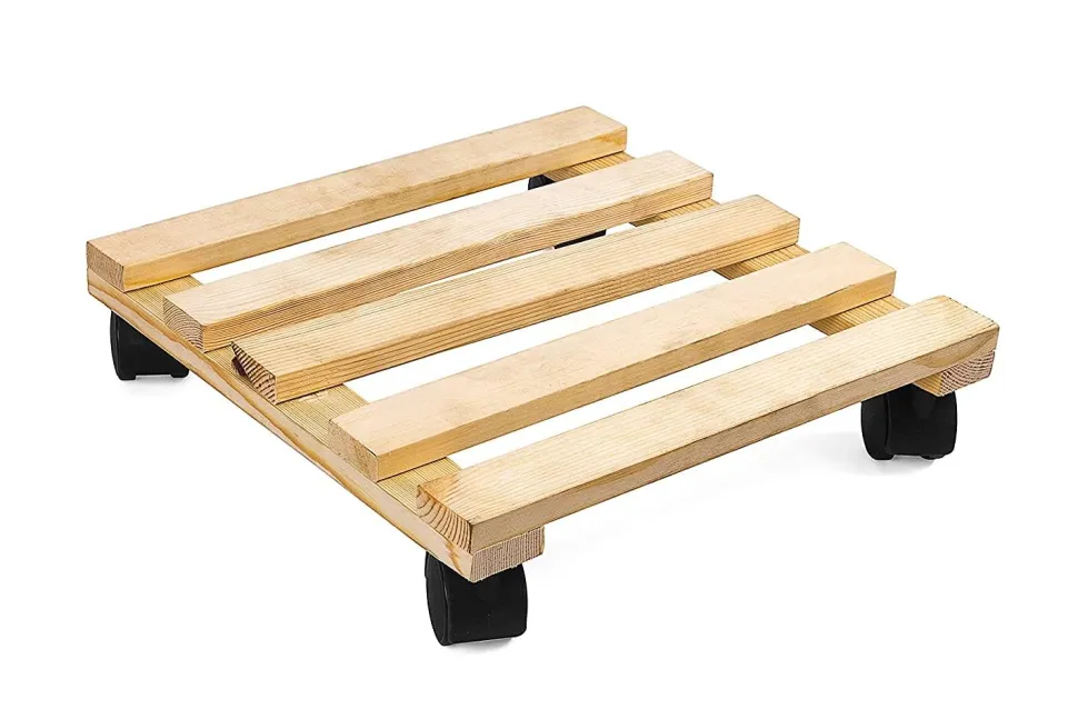 Wooden Plant Stand with Wheels